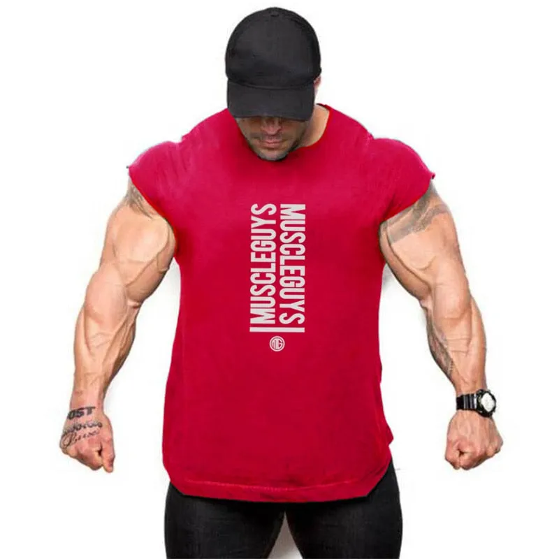 NEW Mens Gym Singlets Sweatshirts sleeveless Vest letters print Bodybuilding Fitness male tank top Shirts Casual Muscle shirt