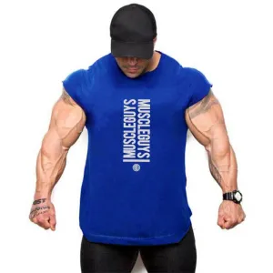 NEW Mens Gym Singlets Sweatshirts sleeveless Vest letters print Bodybuilding Fitness male tank top Shirts Casual Muscle shirt