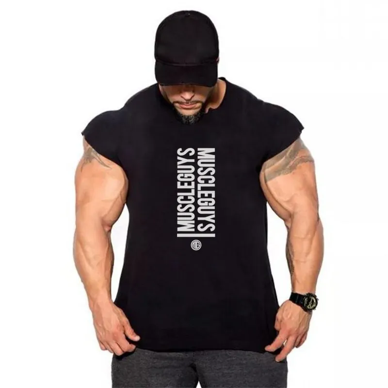 NEW Mens Gym Singlets Sweatshirts sleeveless Vest letters print Bodybuilding Fitness male tank top Shirts Casual Muscle shirt