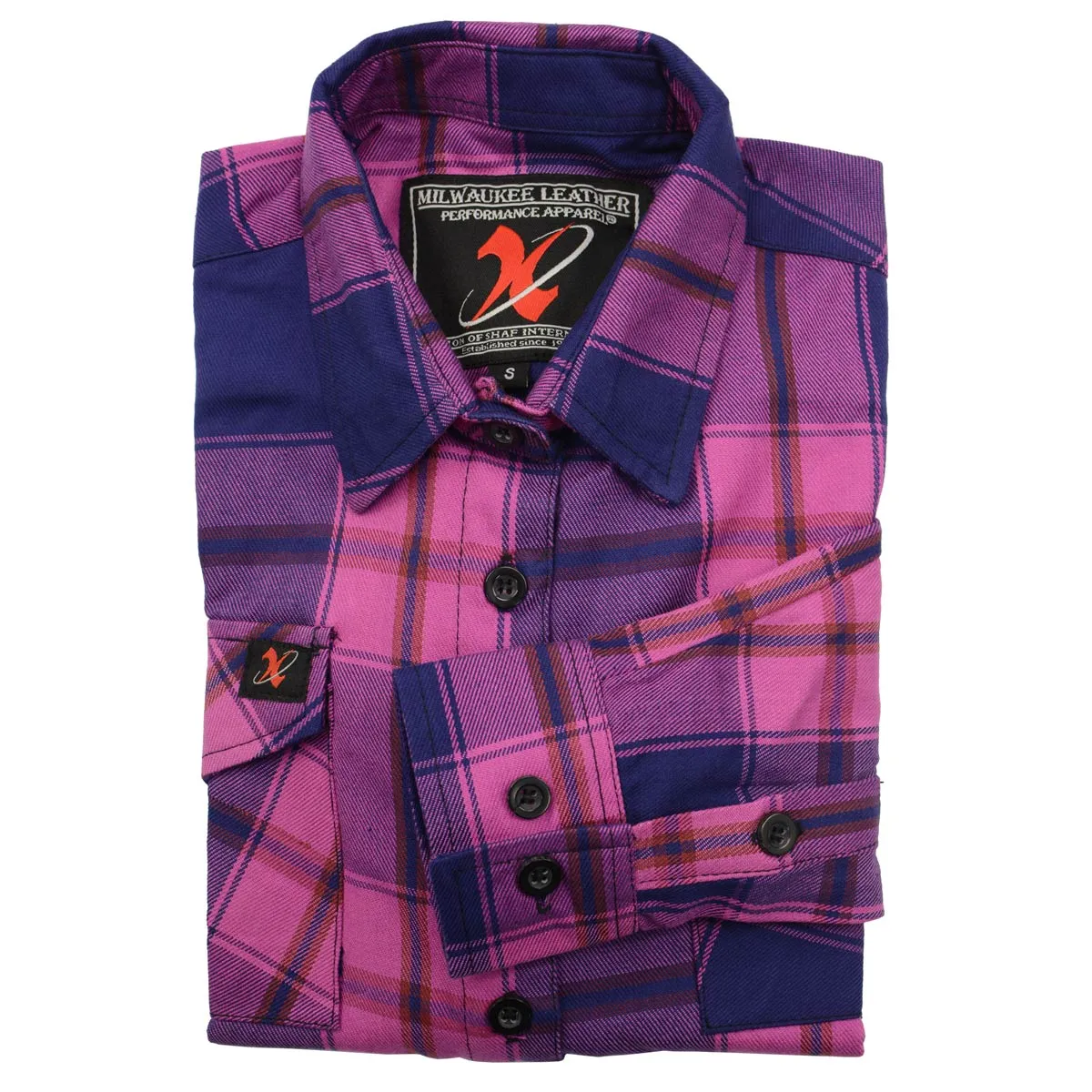NexGen MNG21610 Women's Pink, Blue and Maroon Long Sleeve Cotton Flannel Shirt