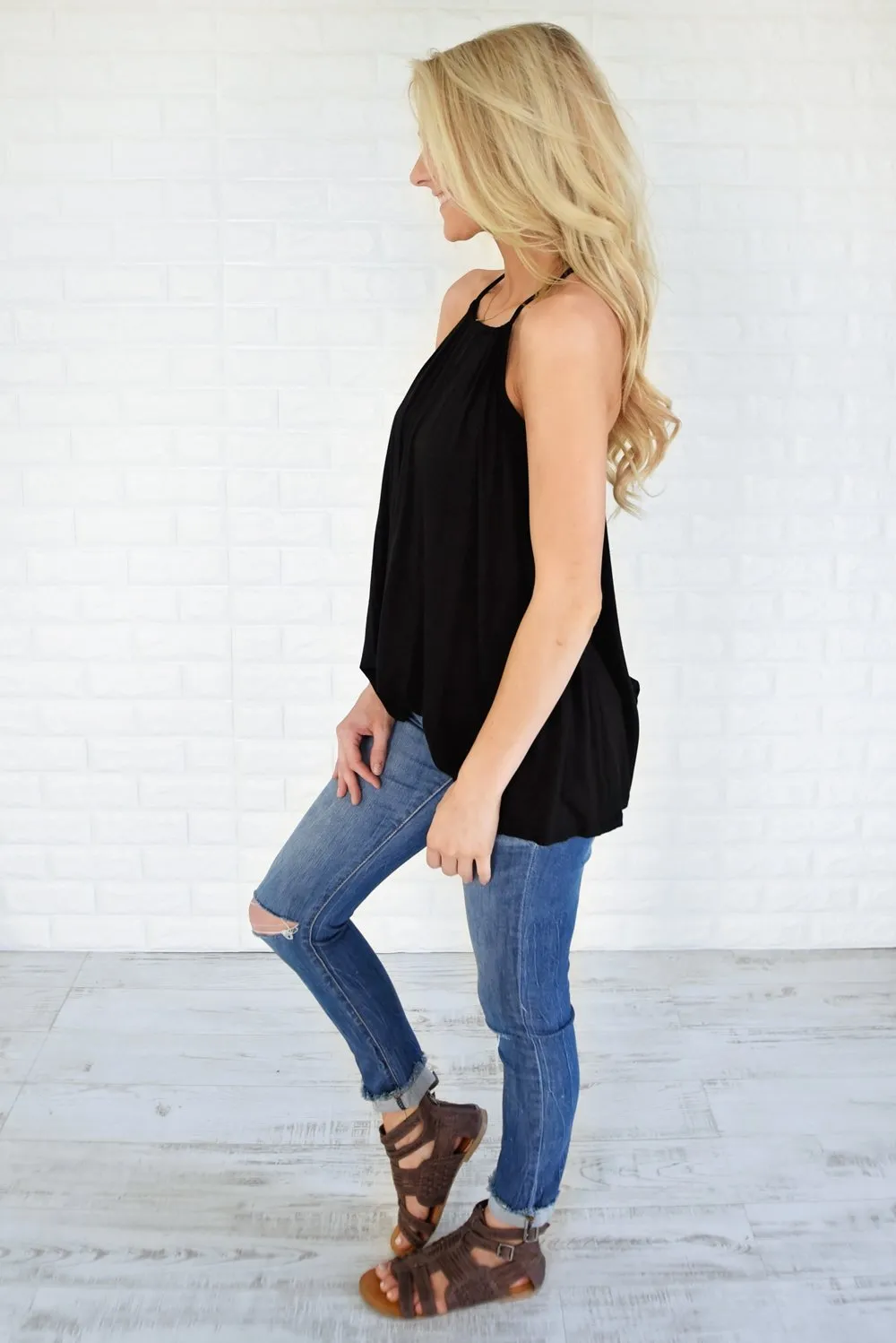 No Strings Attached Tank Top ~ Black