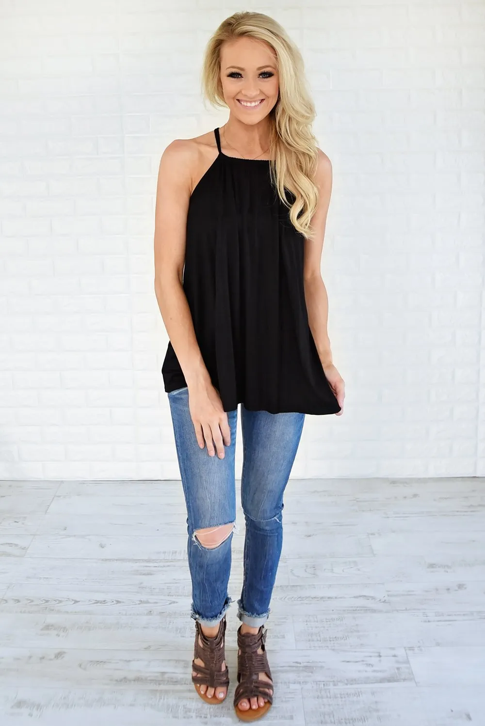 No Strings Attached Tank Top ~ Black