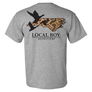 North Carolina Camo State Short Sleeve T-Shirt in Oxford Grey