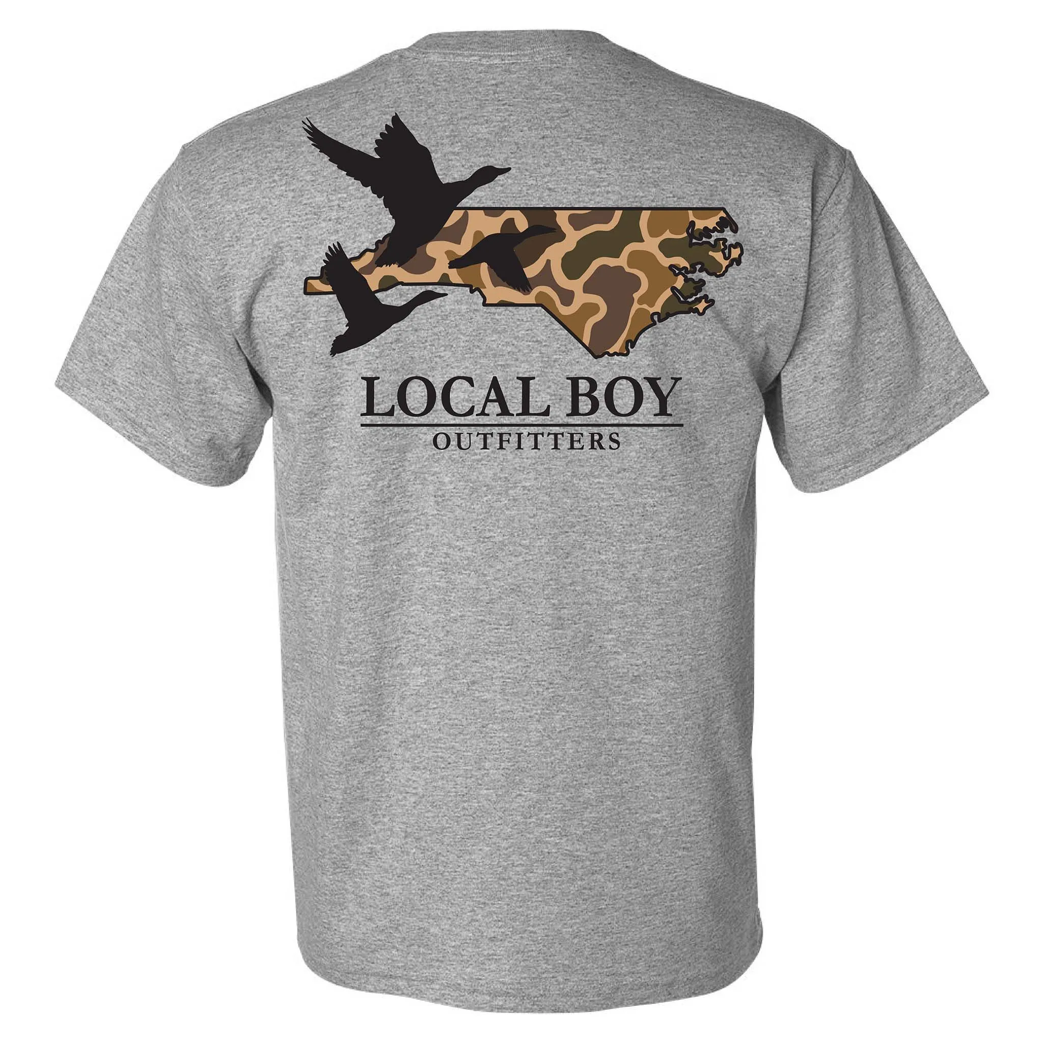 North Carolina Camo State Short Sleeve T-Shirt in Oxford Grey