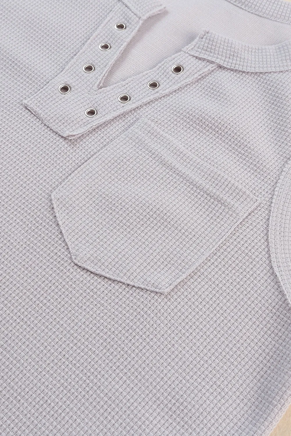 Notched Eyelet Thermal Knit Tank
