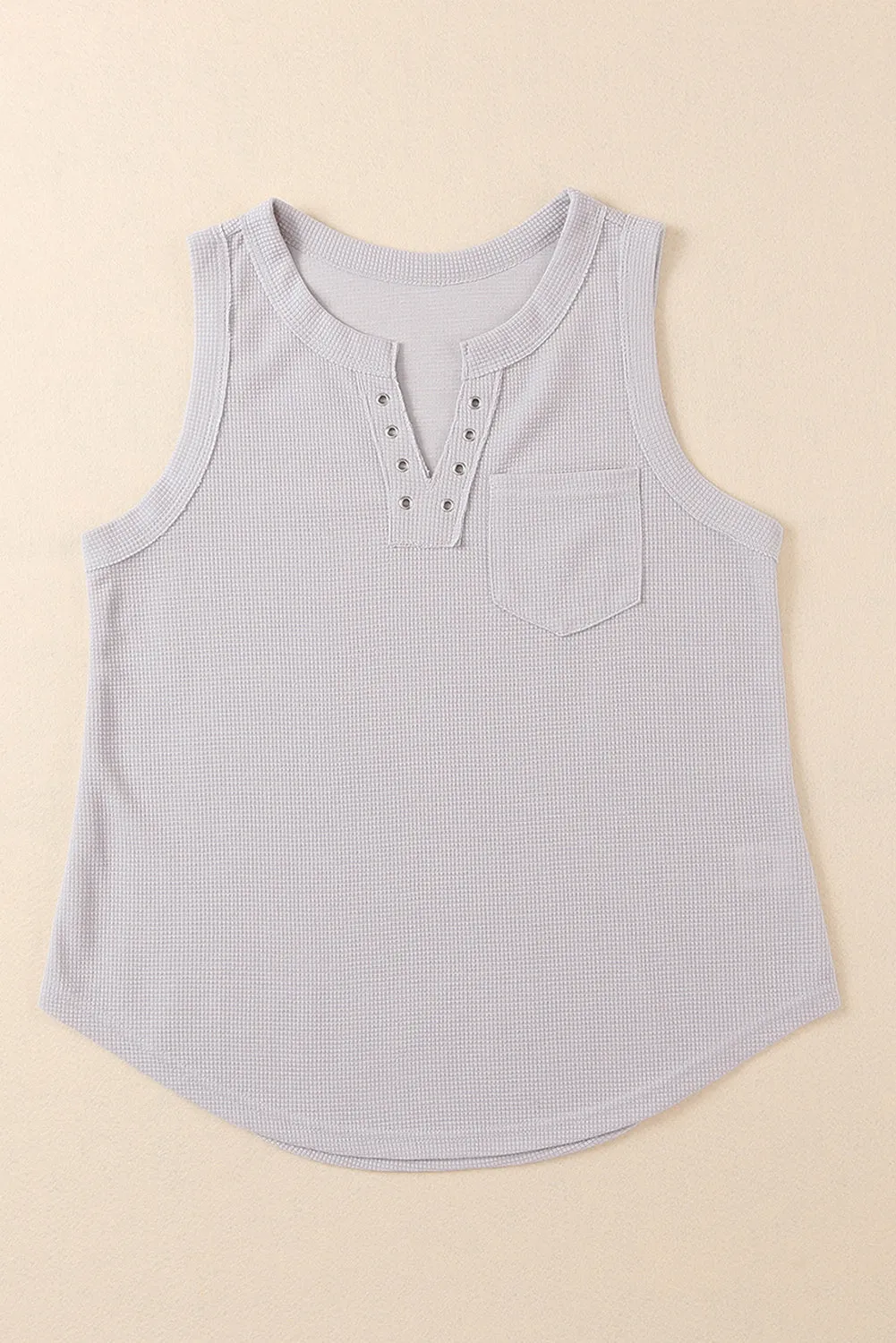 Notched Eyelet Thermal Knit Tank