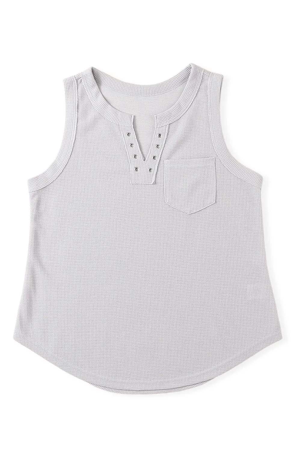 Notched Eyelet Thermal Knit Tank