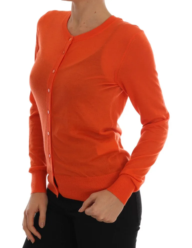 Orange Cashmere Cardigan Sweater