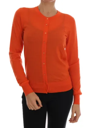 Orange Cashmere Cardigan Sweater