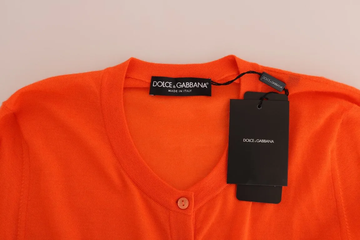 Orange Cashmere Cardigan Sweater
