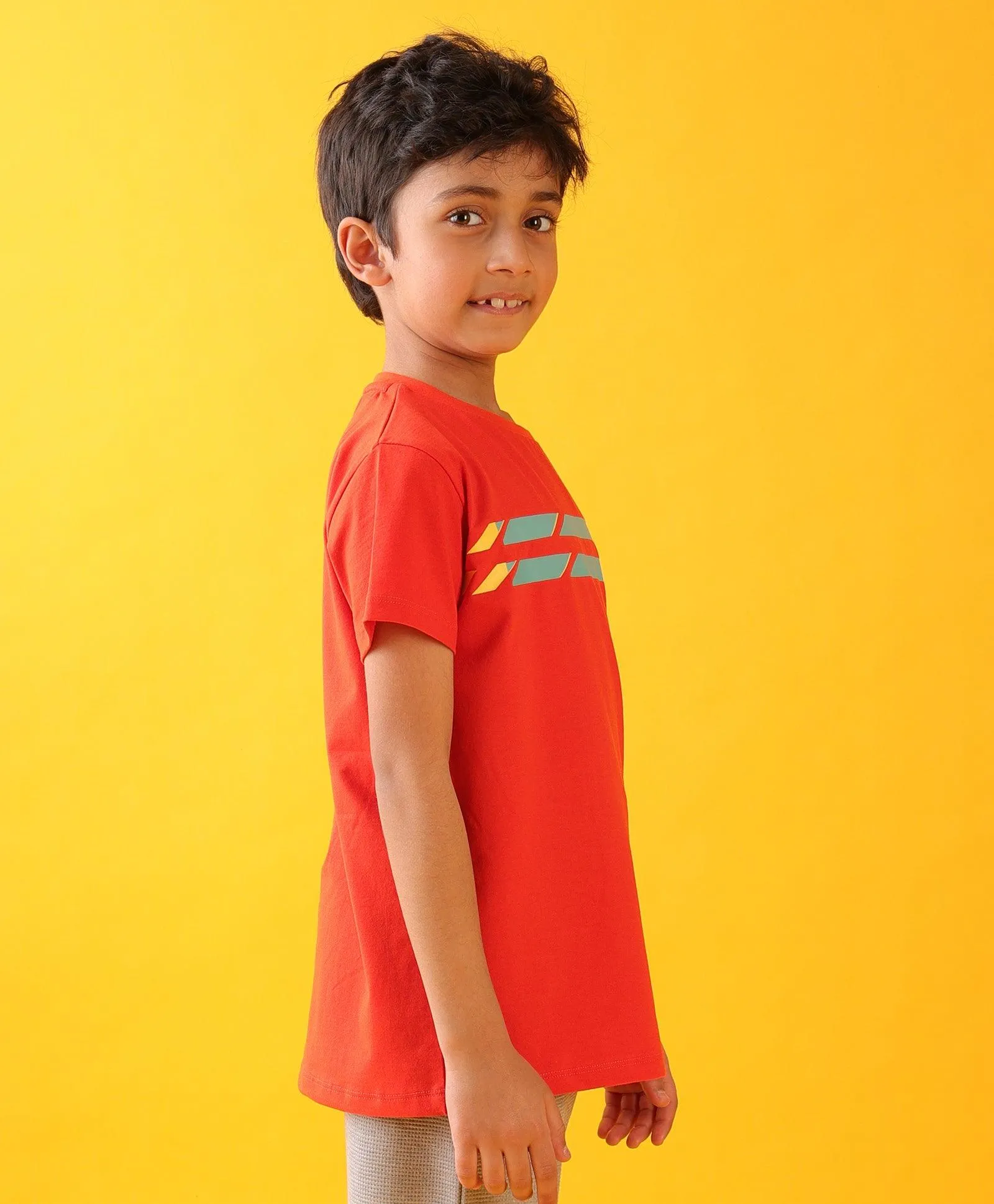 ORANGE ENGLAND STRIPE SHORT SLEEVES T-SHIRT - ORANGE