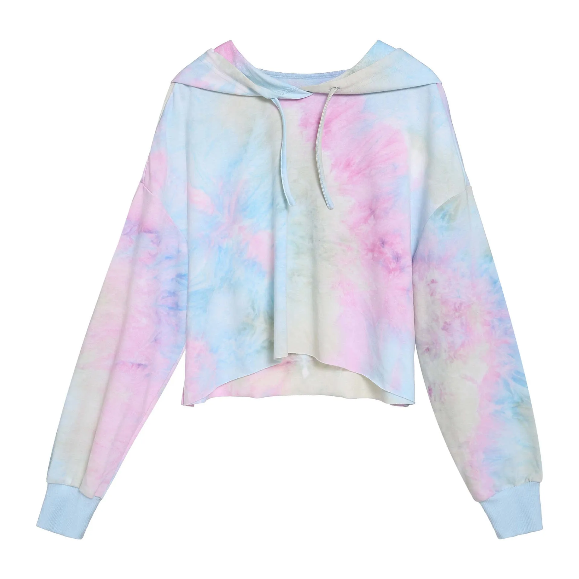 Original Design Autumn and Winter New Women's Tie Dyed Hooded Pullover Sweater Short Coat
