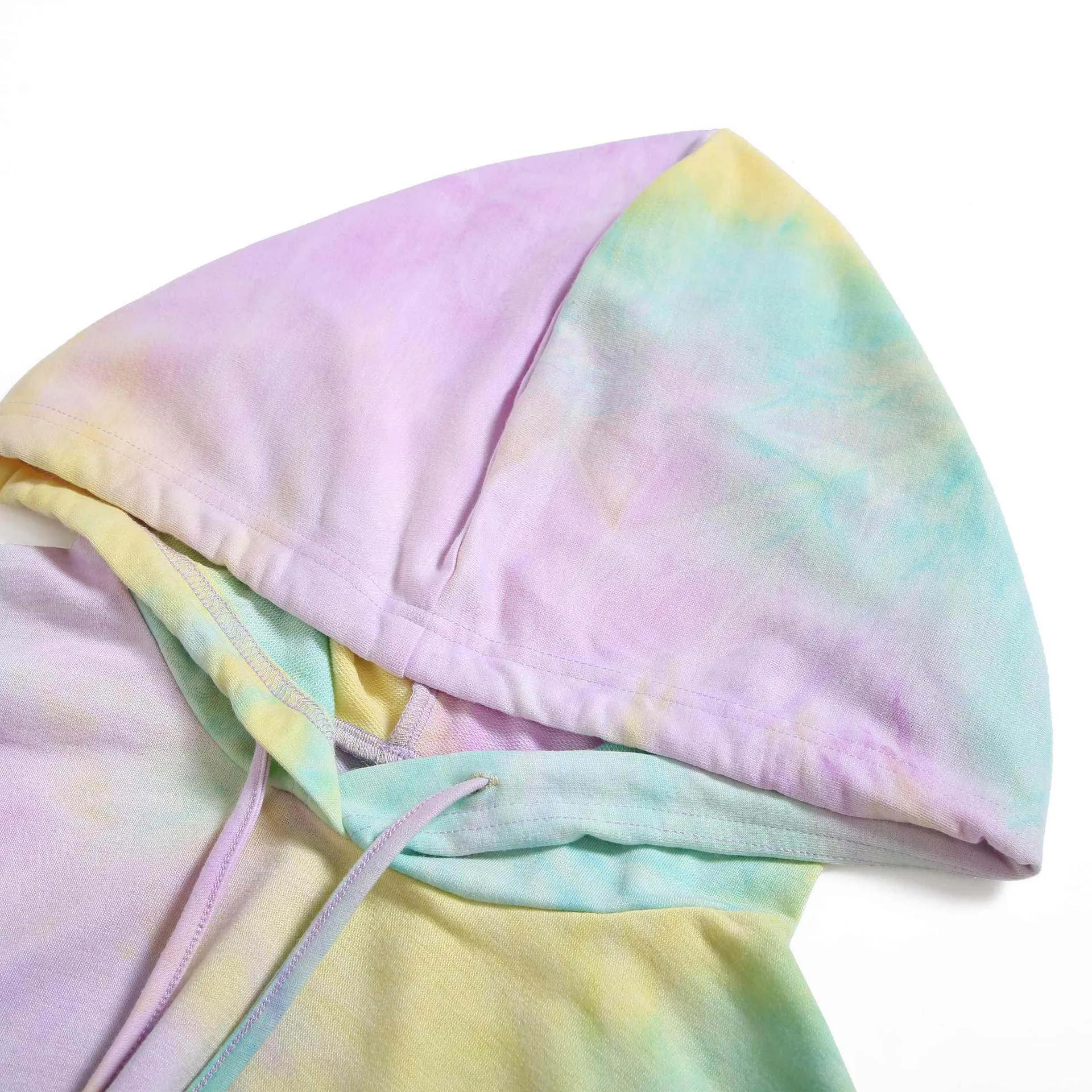 Original Design Autumn and Winter New Women's Tie Dyed Hooded Pullover Sweater Short Coat