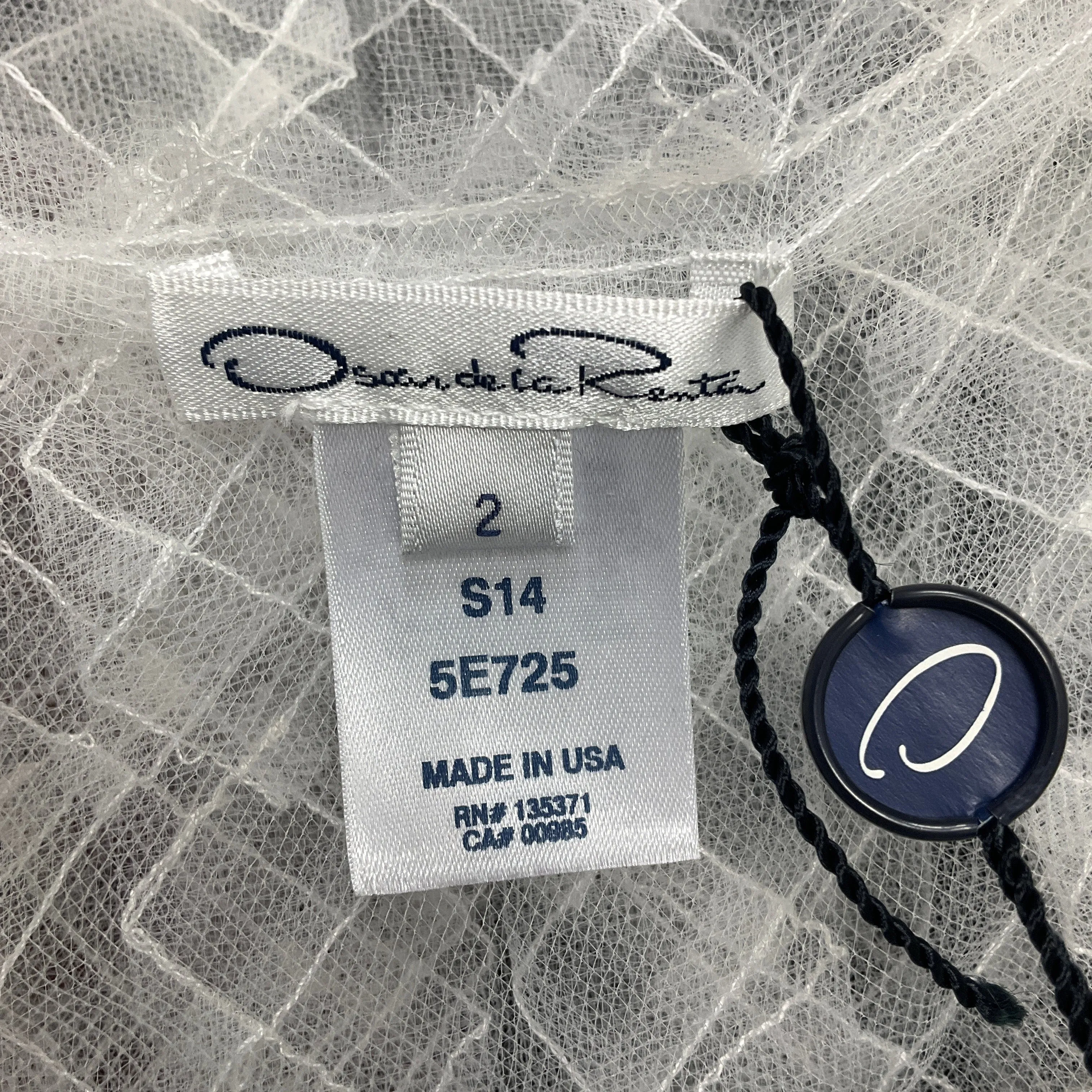 Oscar de la Renta White Spring 2014 Sheer Tulle Blouse