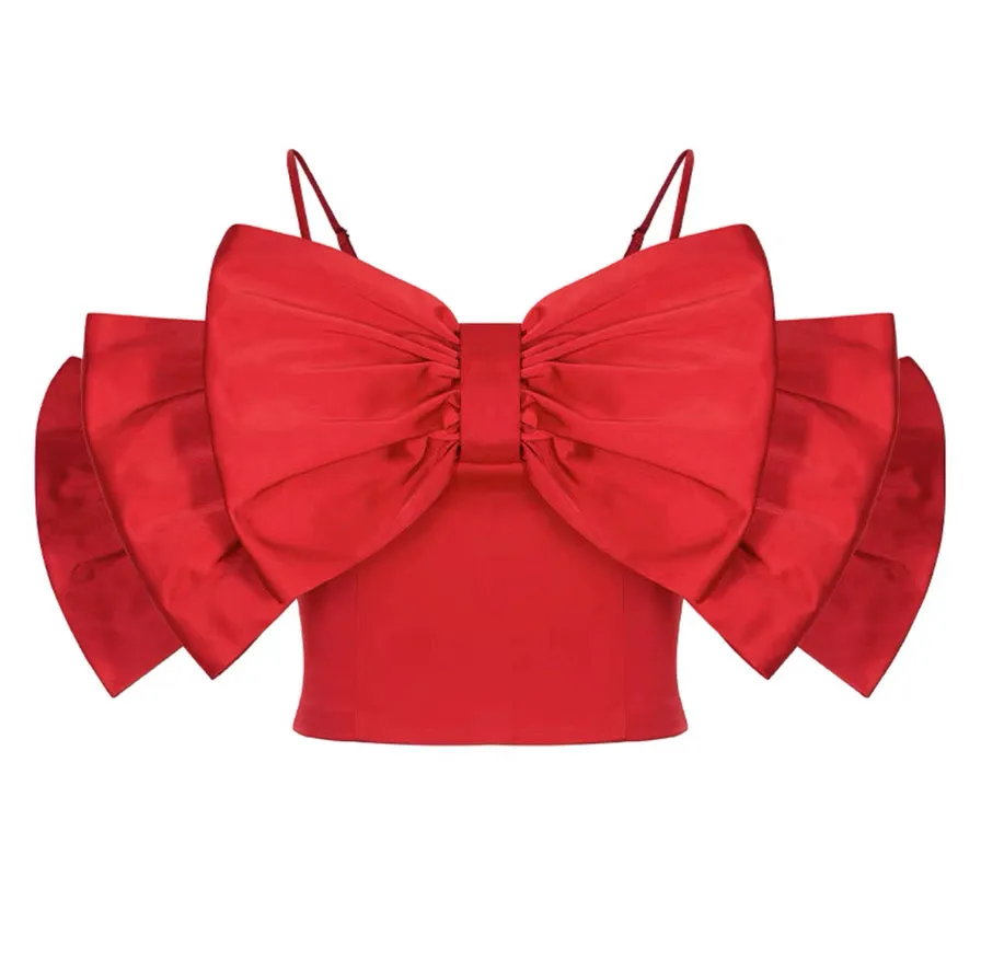 Oversized Triple Bow Cami Top in Red