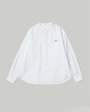 Oxford Band Collar Shirt Plain - White