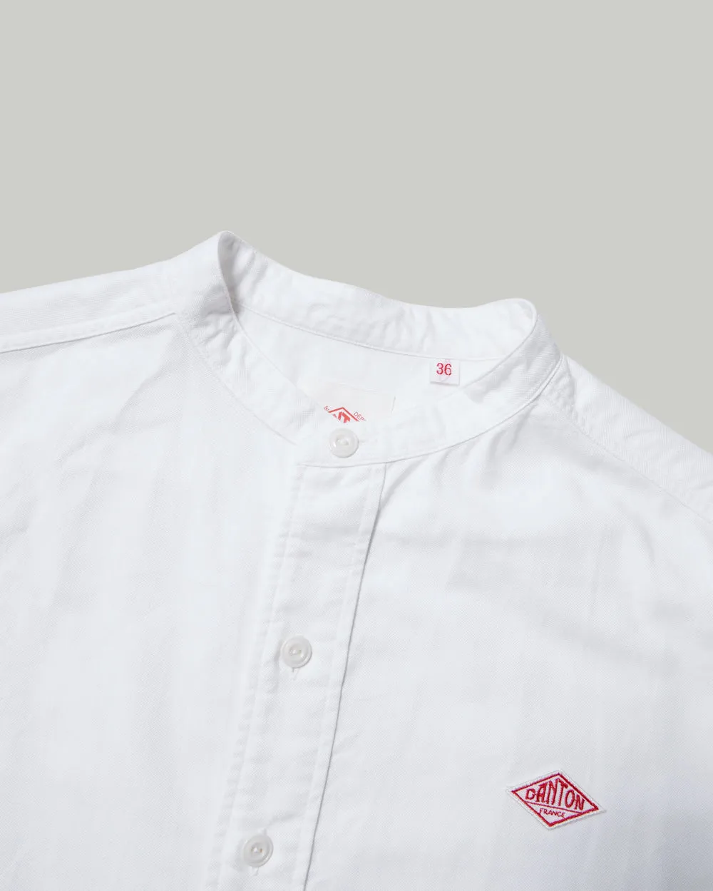 Oxford Band Collar Shirt Plain - White