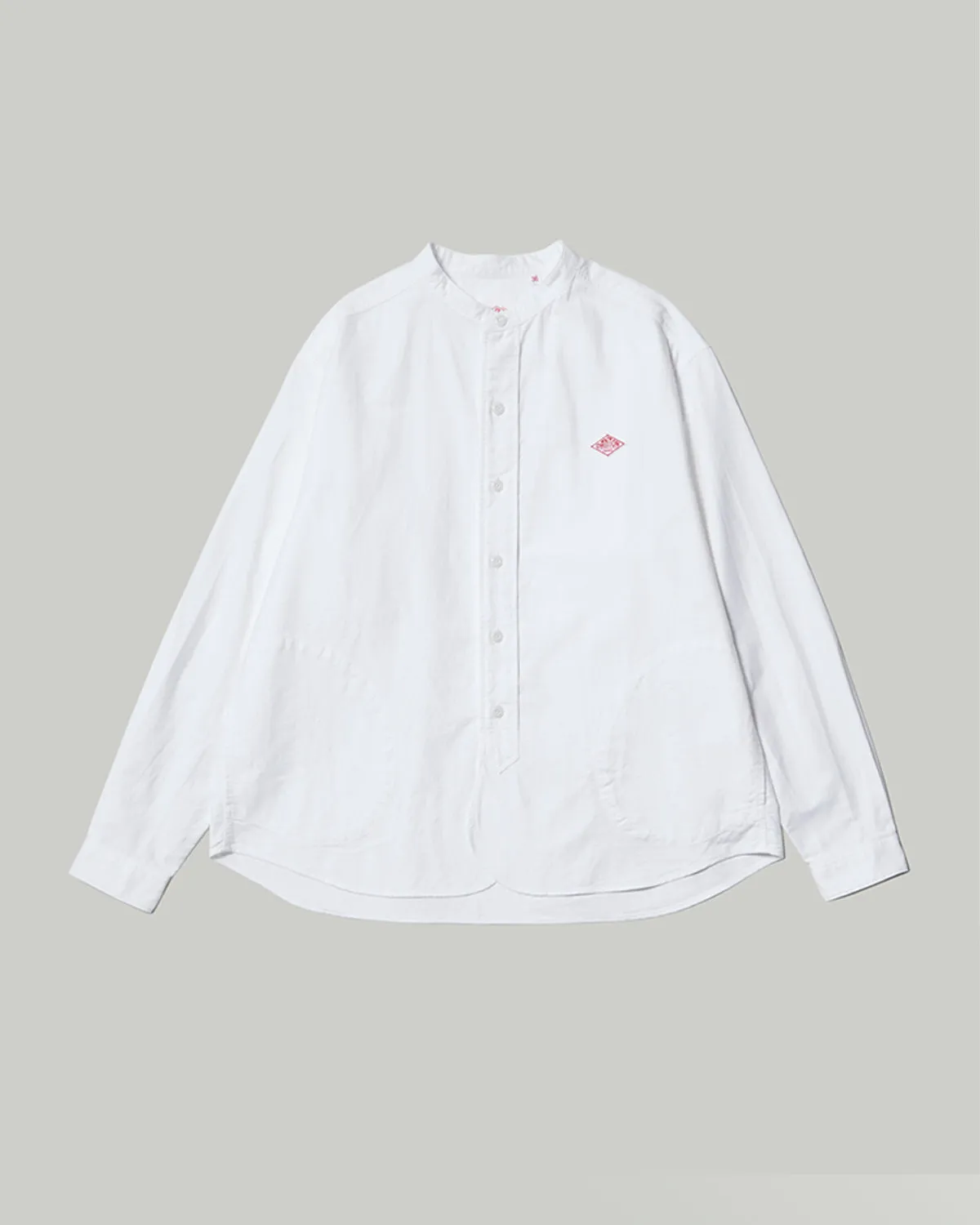 Oxford Band Collar Shirt Plain - White