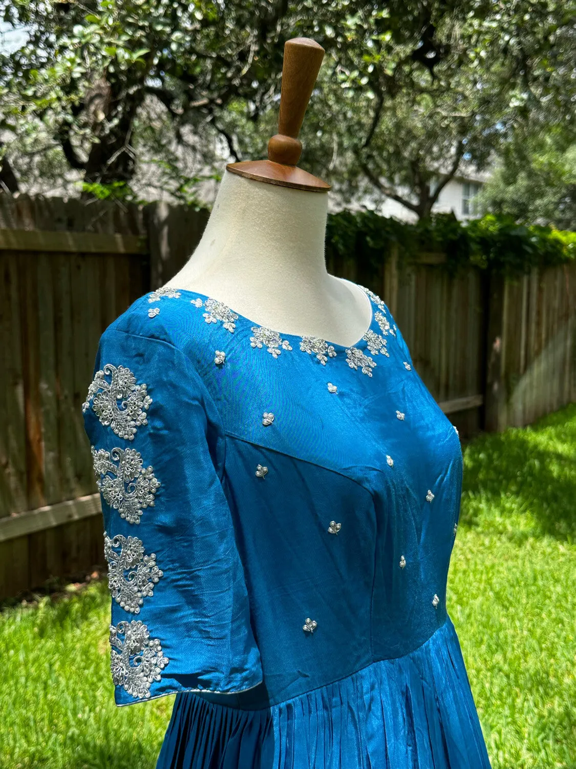 Party wear Indian dress Long Blue long gown - Indian Designer Dress Mehendi Dress Haldi Dress