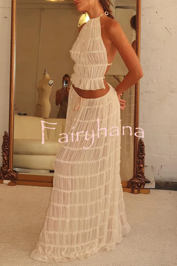 Passion and Romance Pleated Back Elastic Straps Adjustable Halter Tank