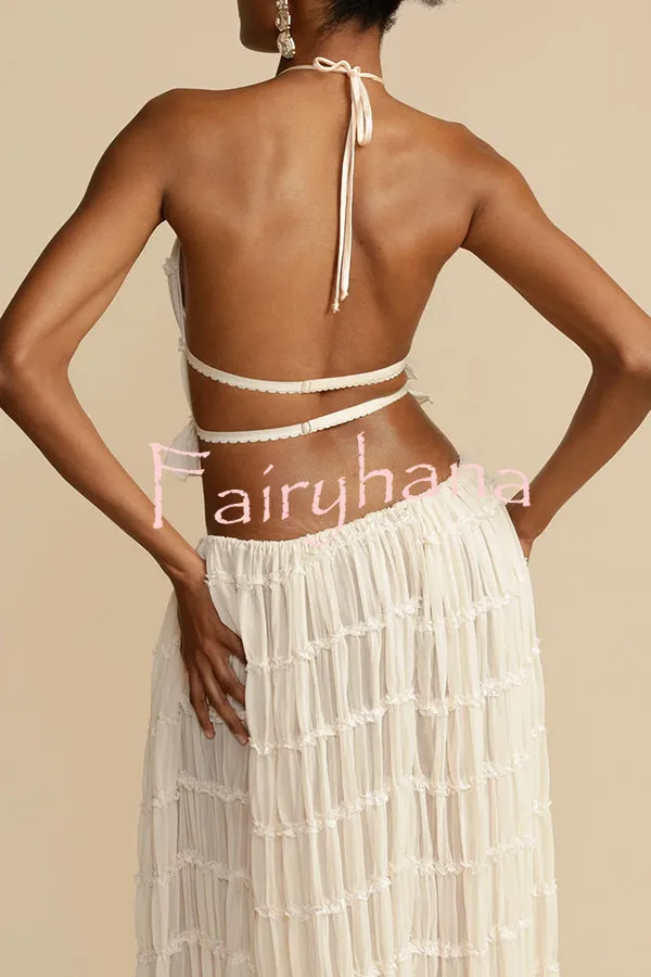 Passion and Romance Pleated Back Elastic Straps Adjustable Halter Tank