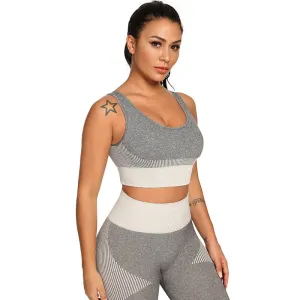 Patchwork Seamless Yoga Tank Build In Bra Sportswear Push Up Padded Fitness Bra Gym Running Yoga Sports Crop Tops