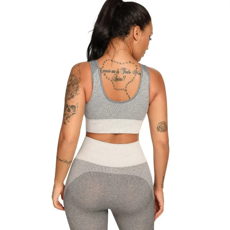 Patchwork Seamless Yoga Tank Build In Bra Sportswear Push Up Padded Fitness Bra Gym Running Yoga Sports Crop Tops