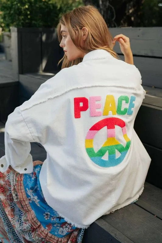Peace Button Up Shacket