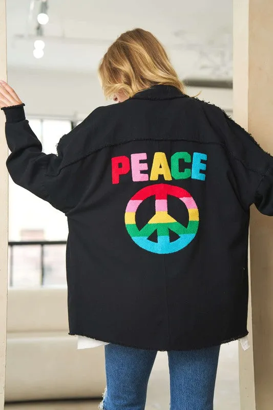 Peace Button Up Shacket