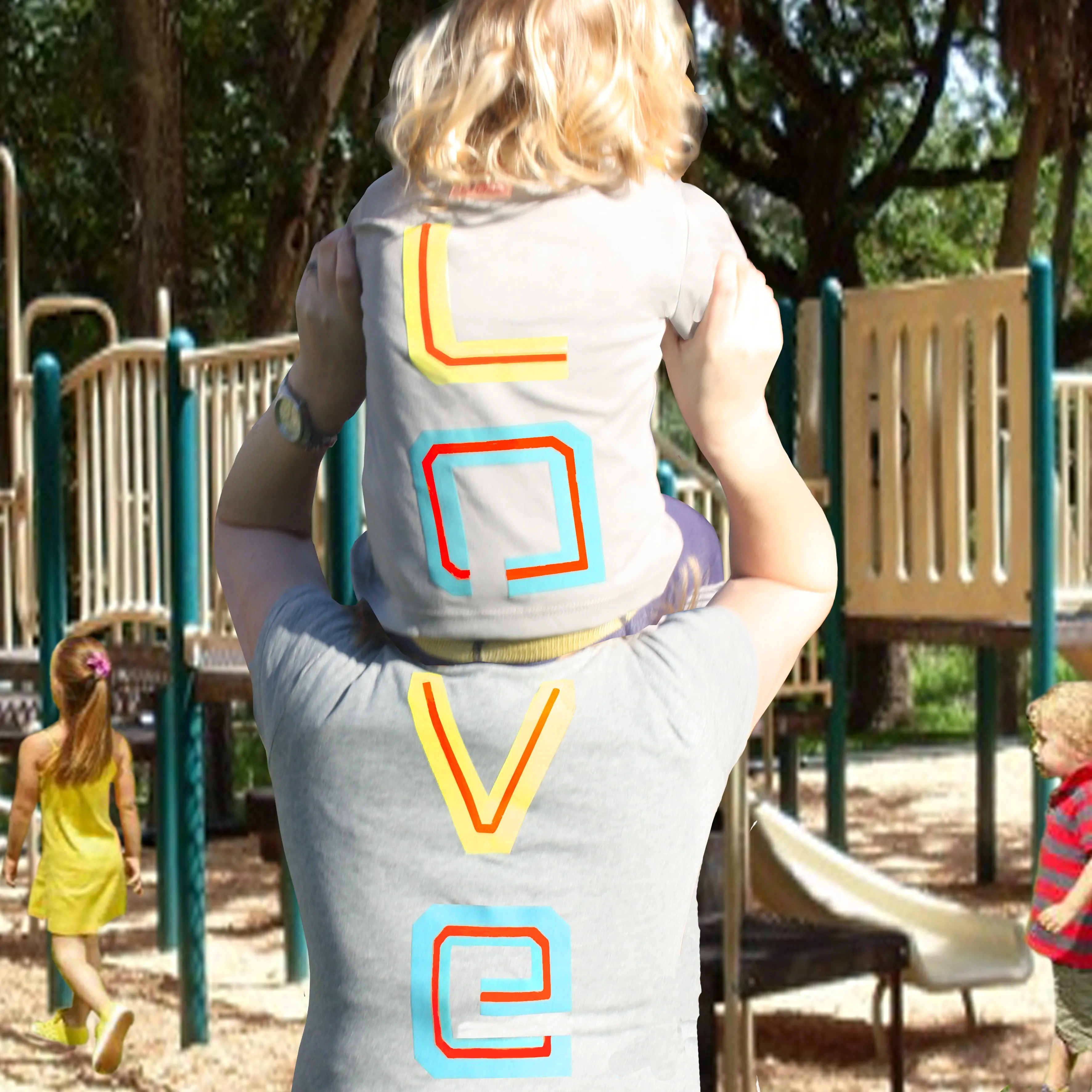 Piggy Back t shirt set for parent and child  - LOVE