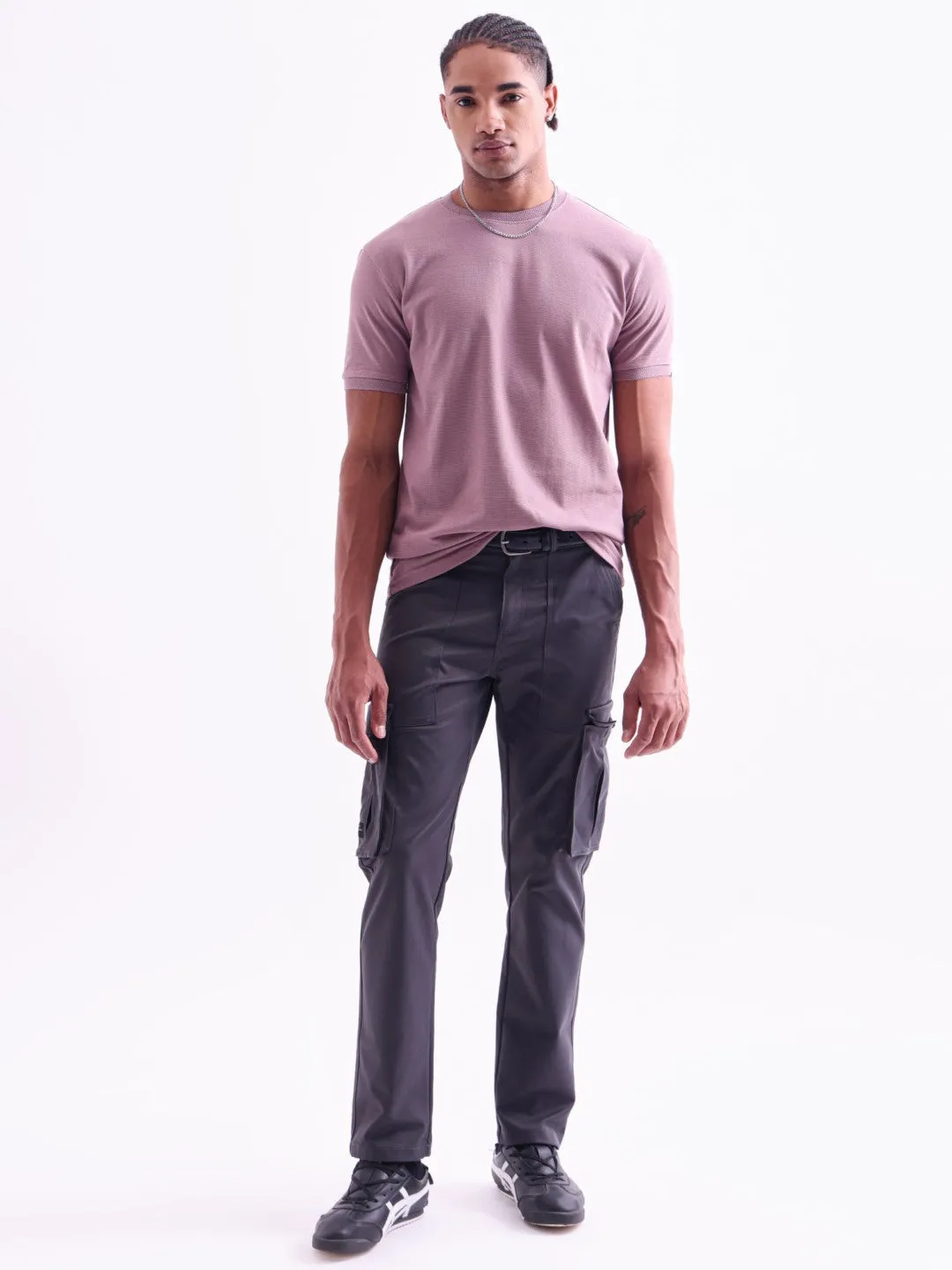 Pink Plain Crew Neck T-Shirt