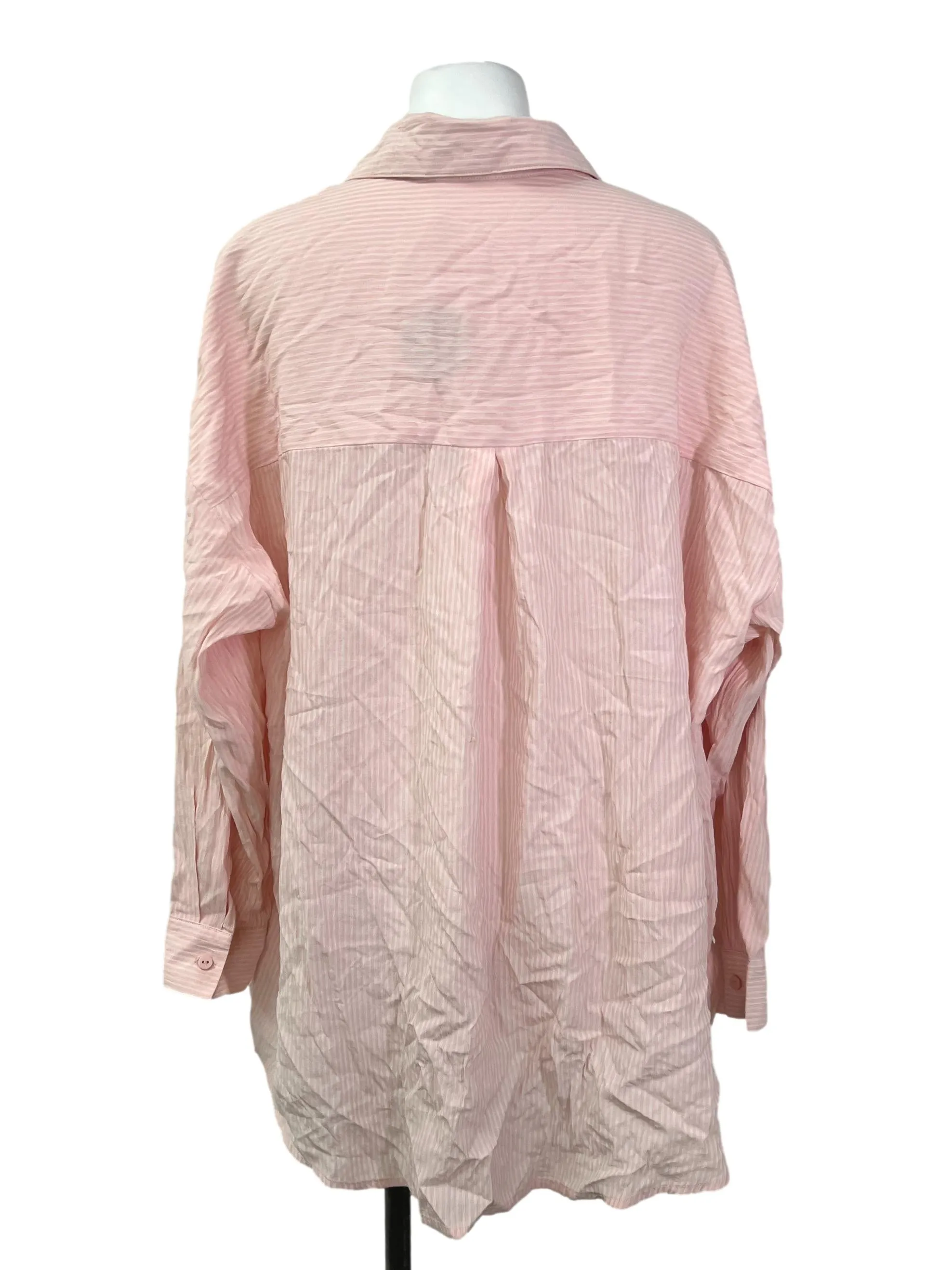 Pink White Stripped Button Down Shirt
