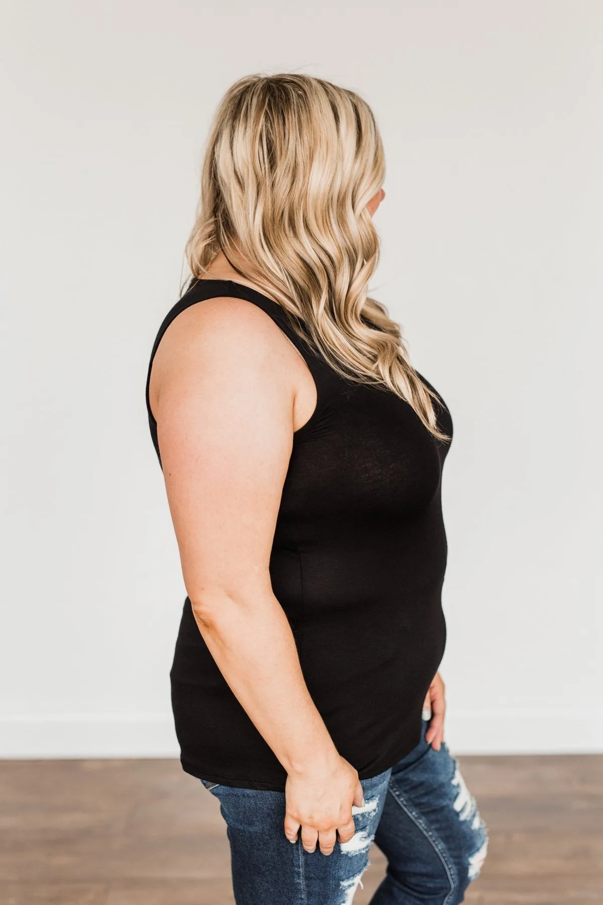 Places to Go Criss Cross Tank Top- Black