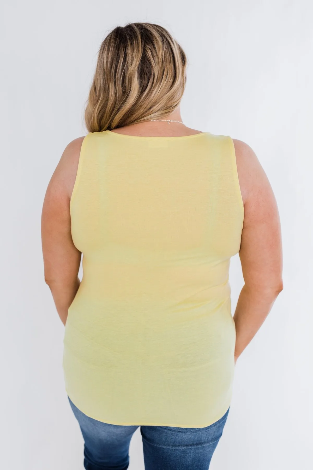 Places to Go Criss Cross Tank Top- Yellow