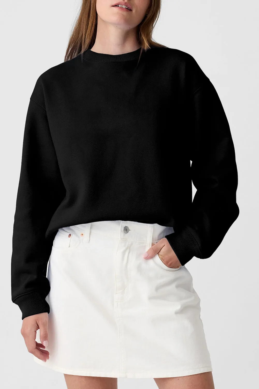 Plain Crewneck Pullover Sweatshirt