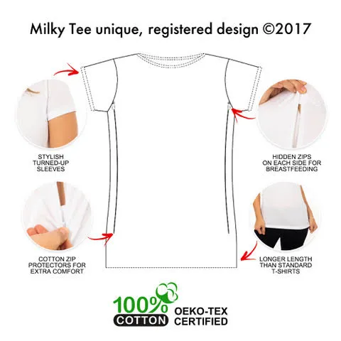 PLAIN WHITE Breastfeeding T-Shirt with Zips (Organic Cotton)