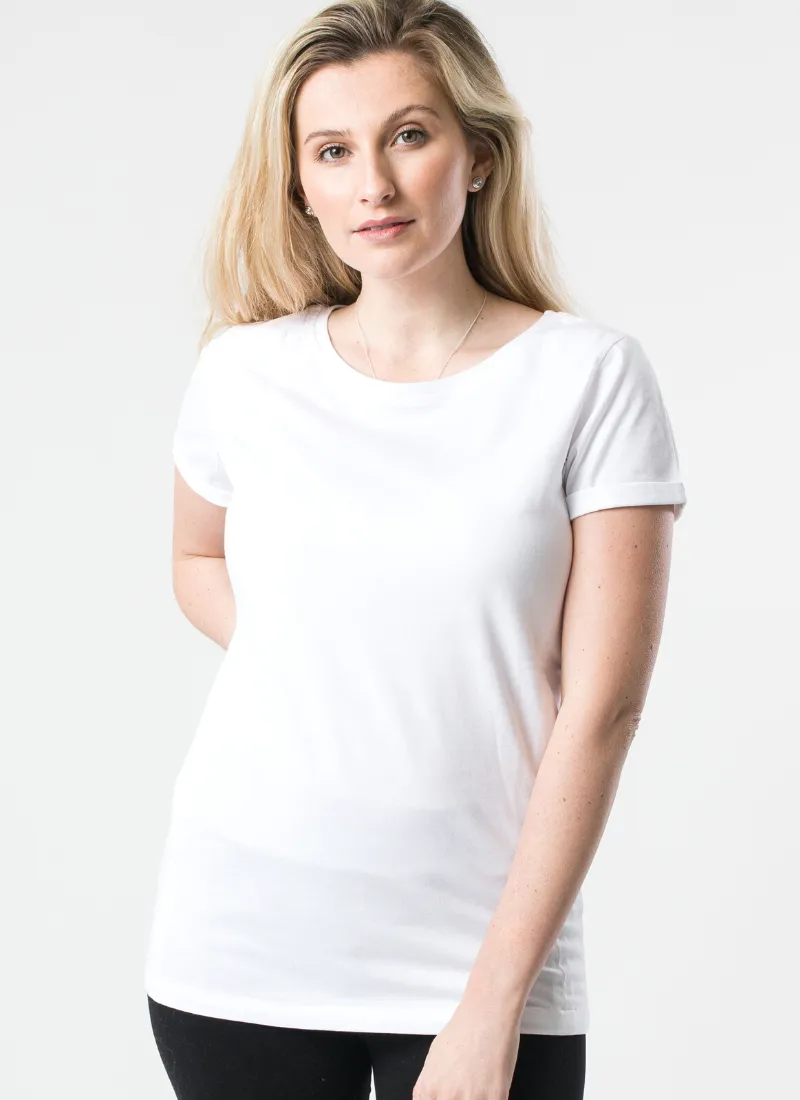 PLAIN WHITE Breastfeeding T-Shirt with Zips (Organic Cotton)