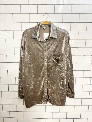 playboy crushed velvet pocket button down
