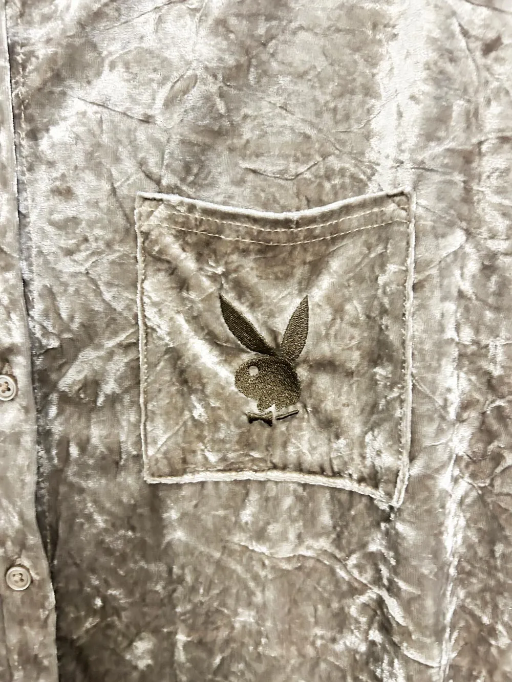 playboy crushed velvet pocket button down
