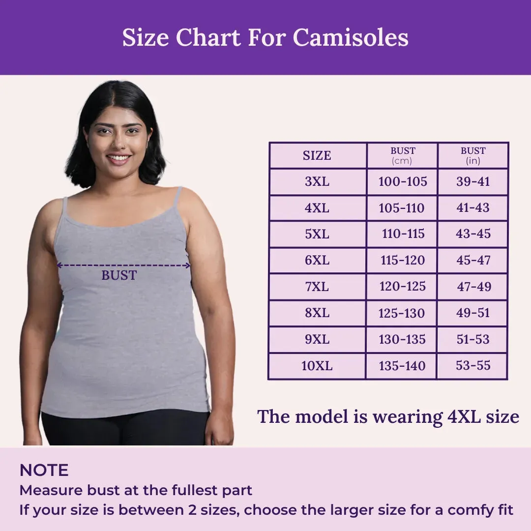 Plus Size Camisole | Soft Adjustable Shoulder Elastic | Offers Full Coverage