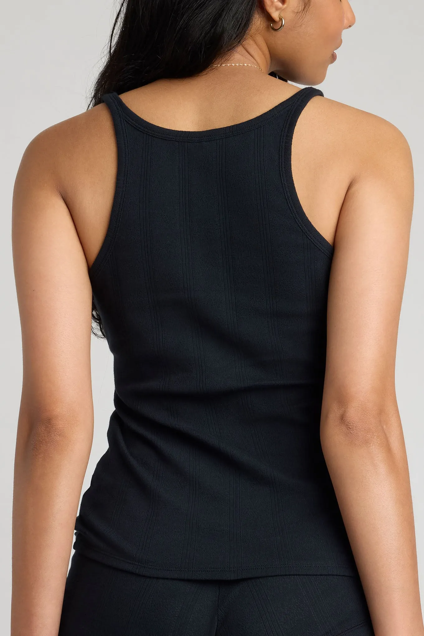 Pointelle Tank in Black