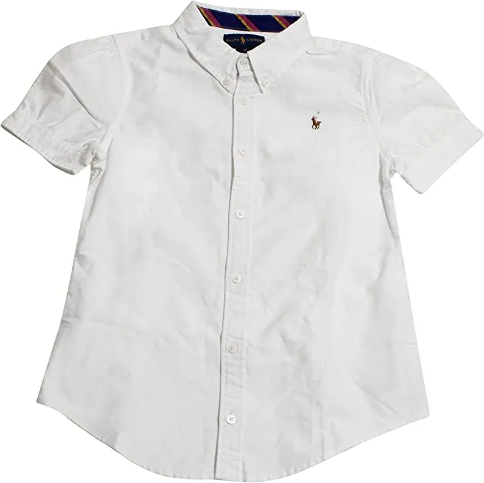 Polo Ralph Lauren Girls' Oxford Buttondown Shirt (10, White)