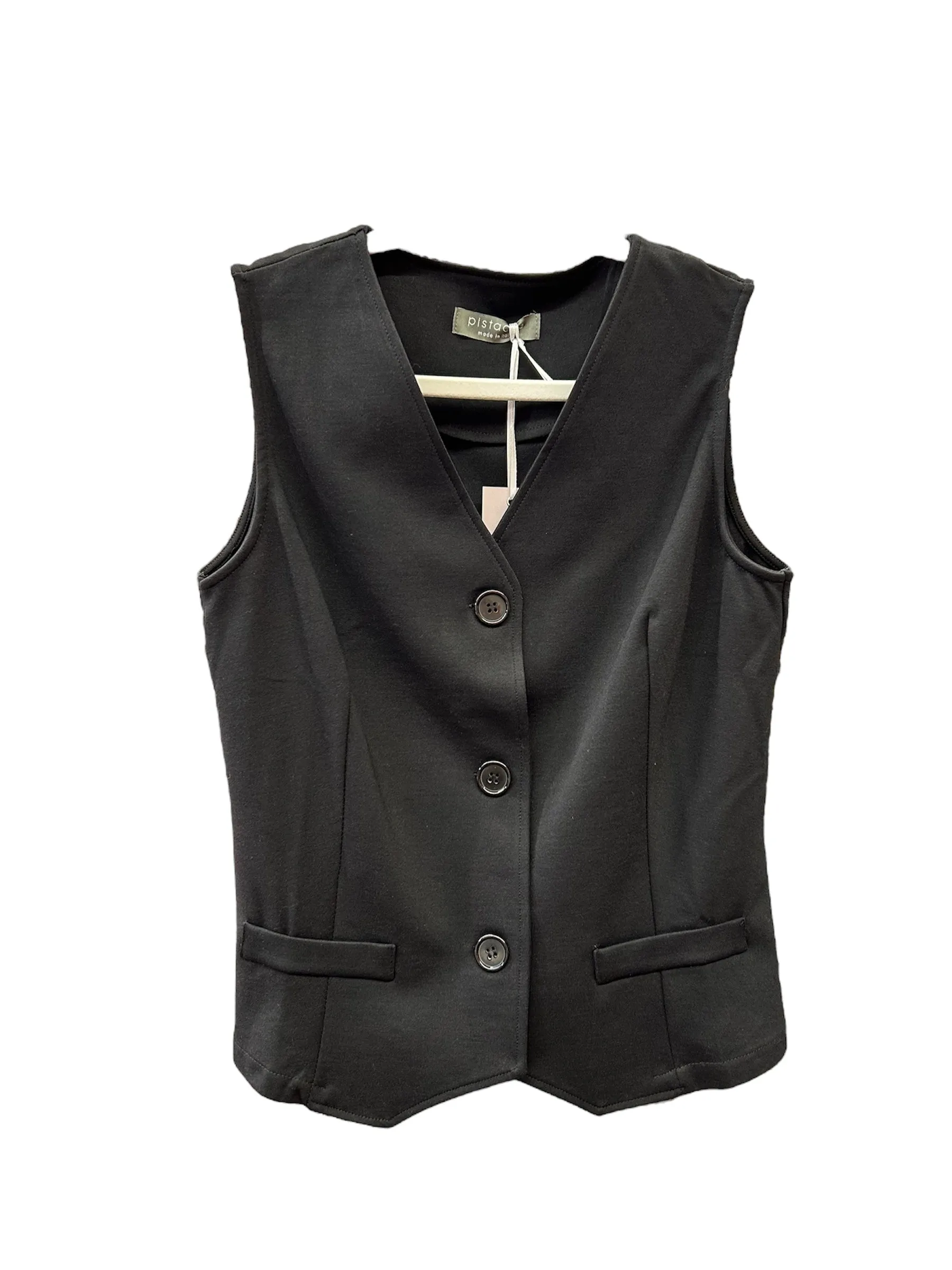 Ponte Button-Down Vest | Black