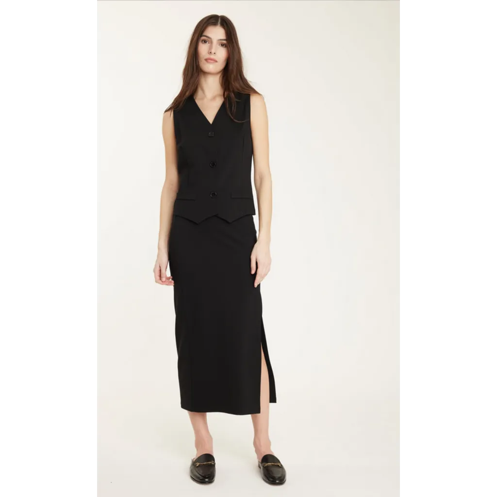 Ponte Button-Down Vest | Black