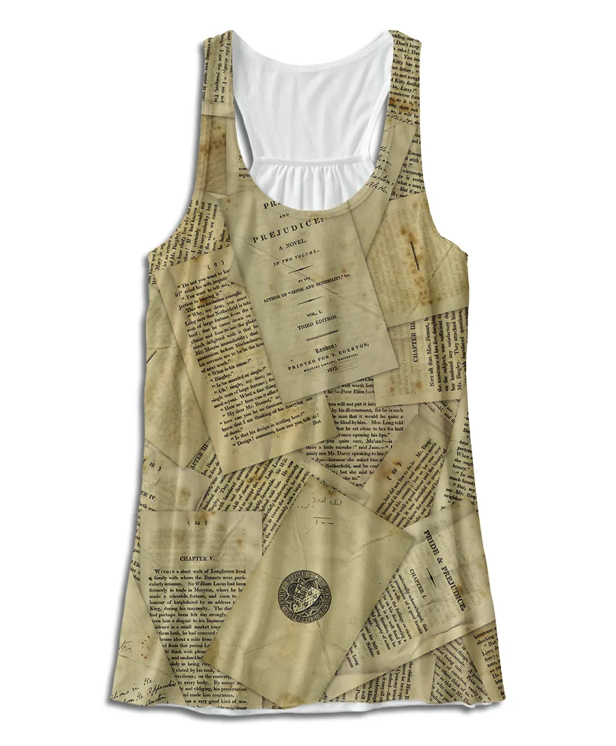 Pride & Prejudice Book Pages Racerback Tank Top