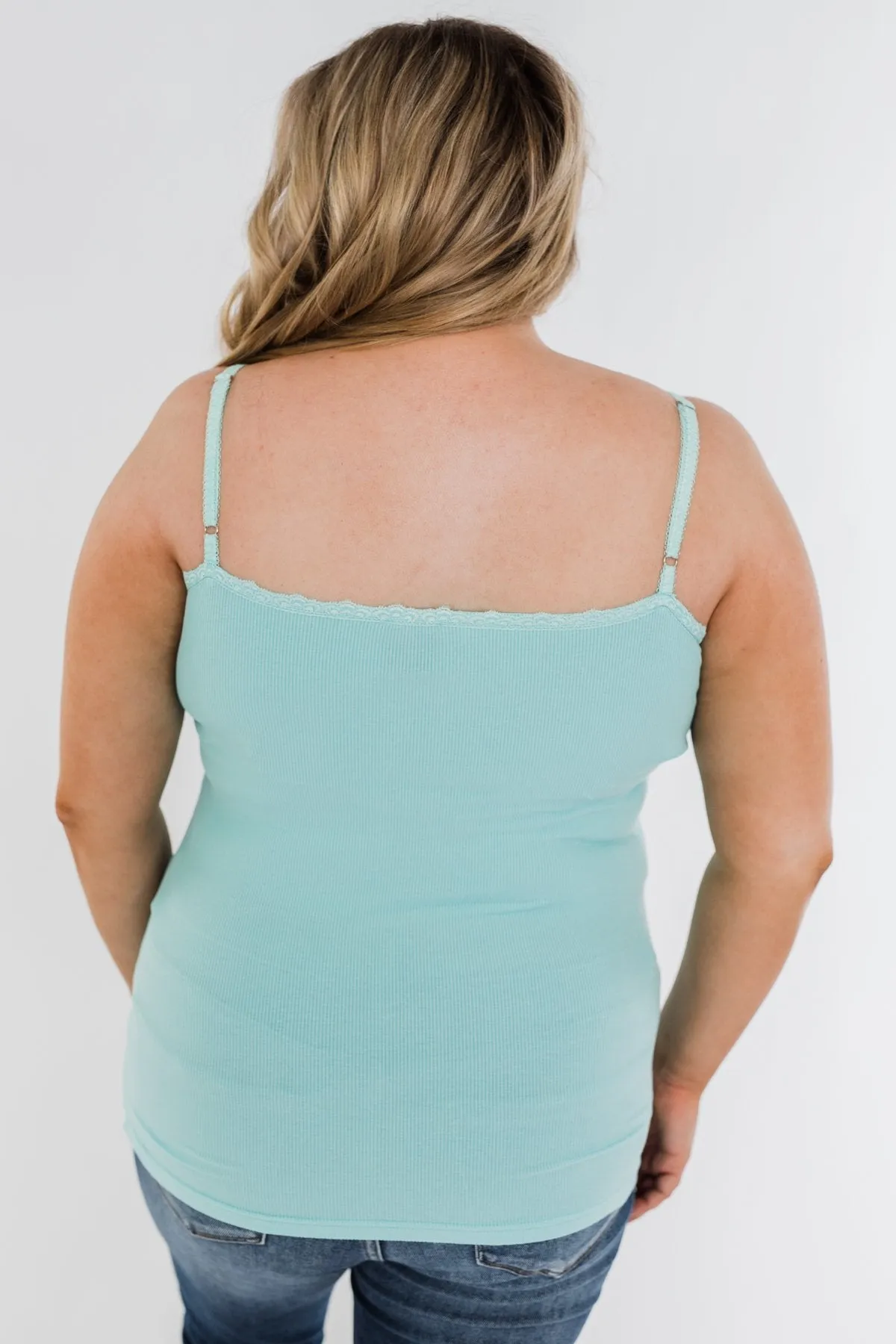 Pulse Basics Lace Trim Tank- Aqua