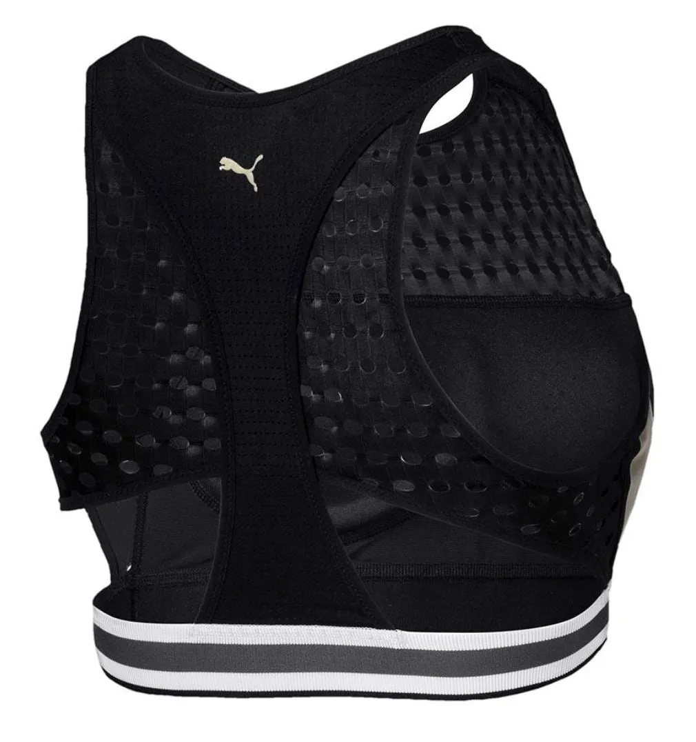 Puma Womens Sports Bra Crop Top Black & Gold Size XS