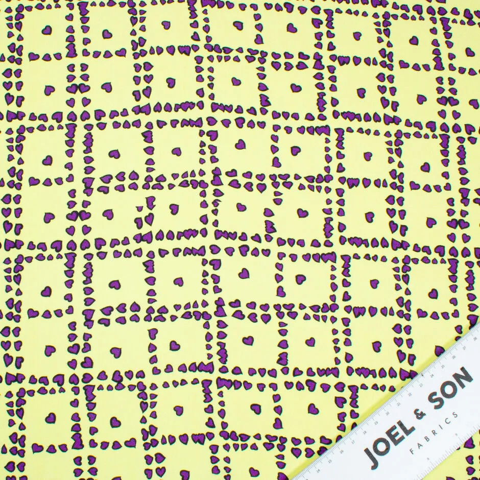Purple Heart Printed Yellow Silk Twill