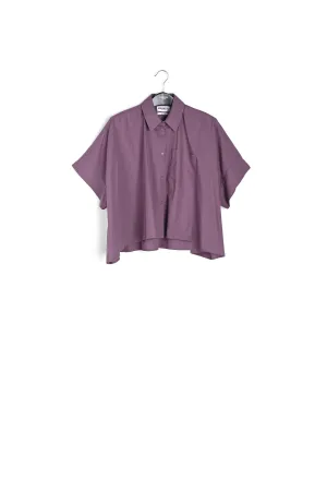 Purple oversized cotton-poplin buttoned shirt