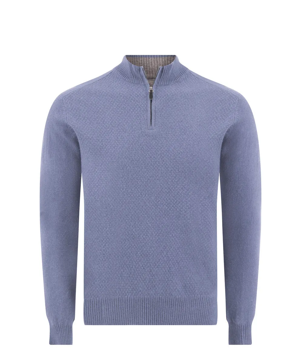 Quarter Zip Mock Popcorn, Weave Sweater